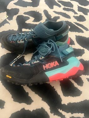 Hoka Trail Sneaker in Black, Teal & Coral